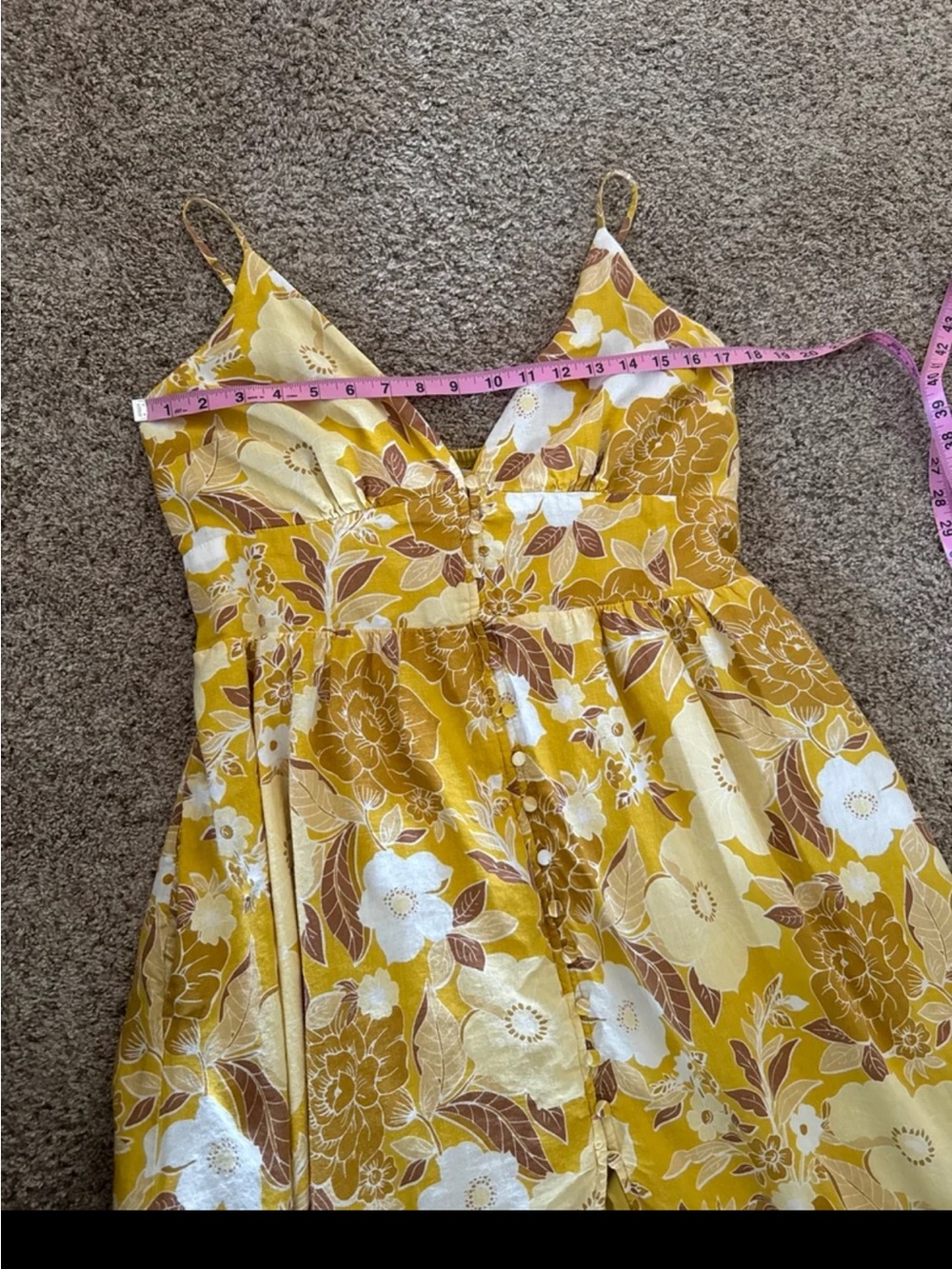 Abercrombie & Fitch Button-Through Yellow Floral Maxi Dress Size Large - Picture 10 of 12